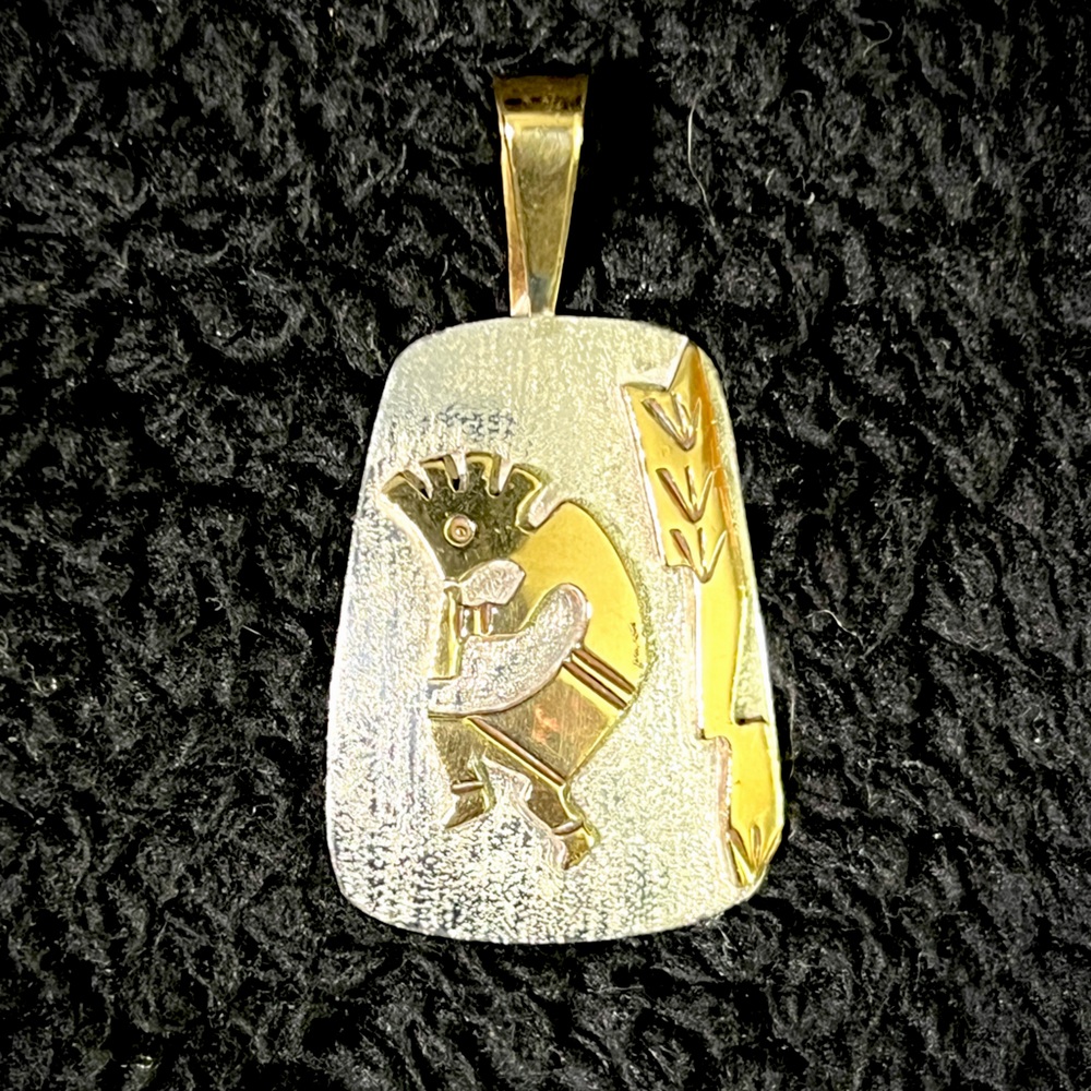 Sterling Silver and 14K Gold Kokopelli Pendant